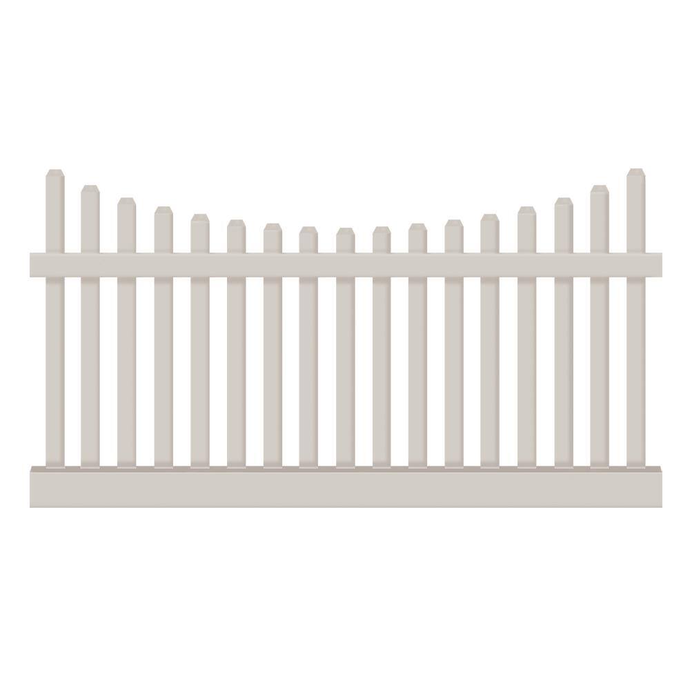 Weatherables Hampshire 4 ft. H x 8 ft. W Tan Vinyl Picket Fence Panel Kit PTPI-3R5.5SC4X8