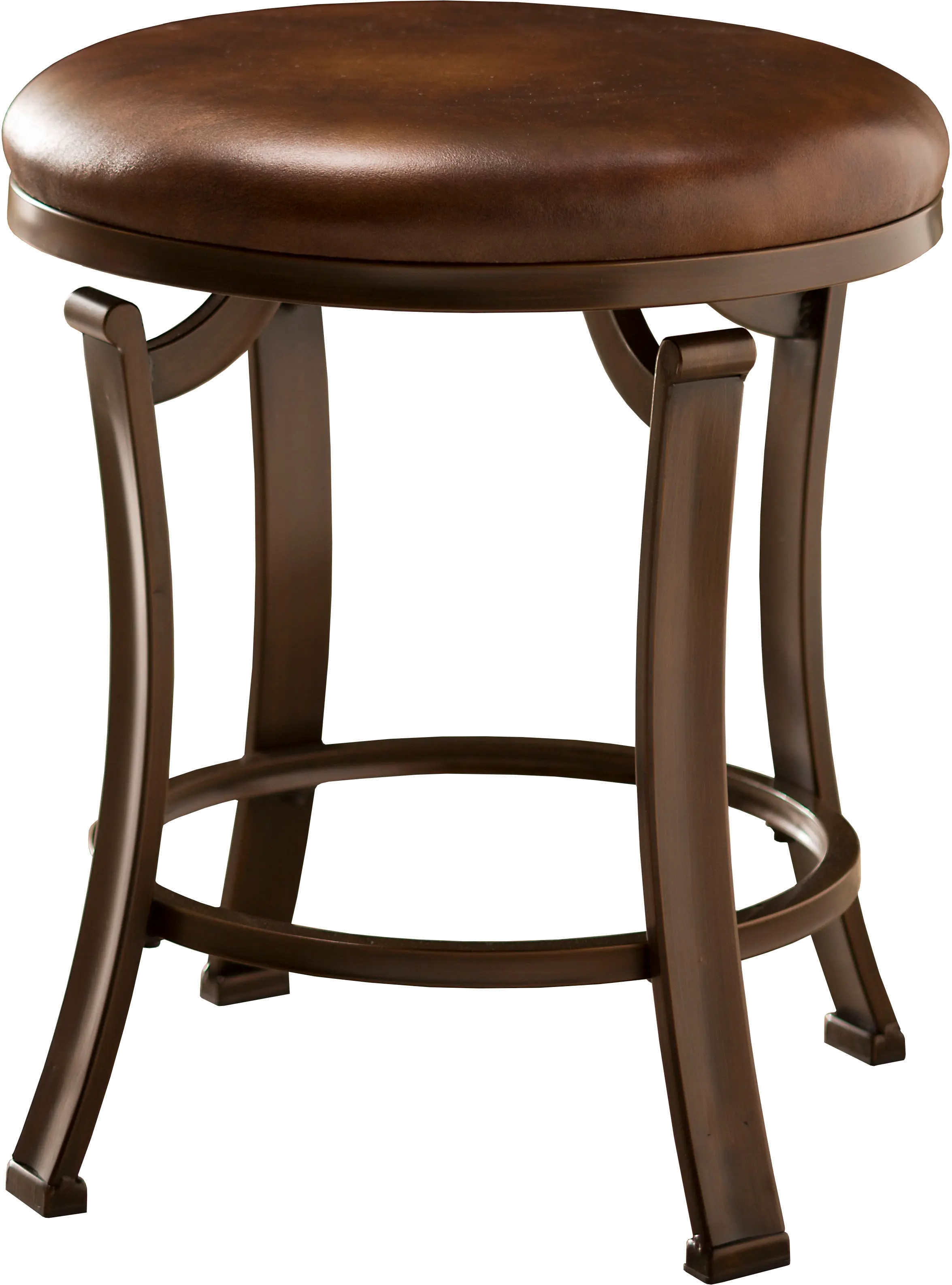 Transitional Antique Bronze Backless Vanity Stool - Hastings