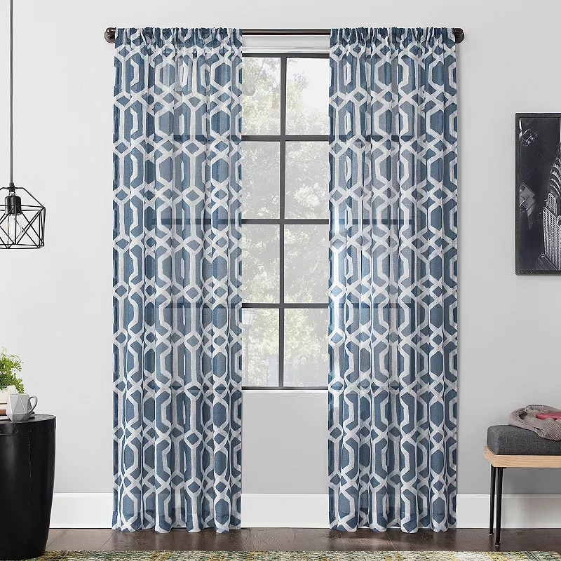 Scott Living 1-panel Sloane Trellis Textured Sheer Window Curtain