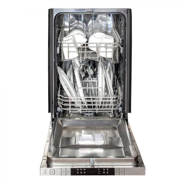 ZLINE Kitchen and Bath 18 in. Top Control 6-Cycle Compact Dishwasher w 2 Racks in Black Stainless Steel  Traditional Handle DW-BS-18