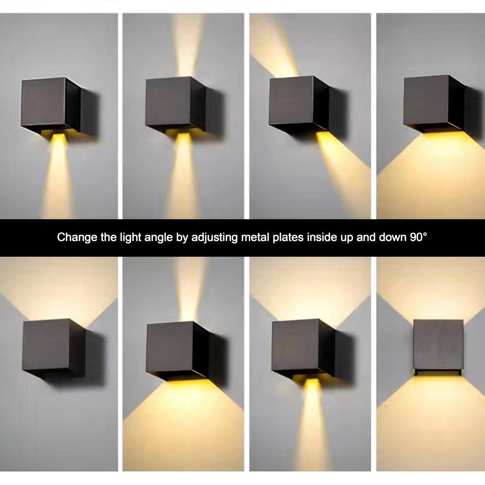 C Cattleya 2-Light Matte Black Aluminum Cube LED Outdoor Wall Sconce with Adjustable Light Beam (2-Pack) CA2194-2W