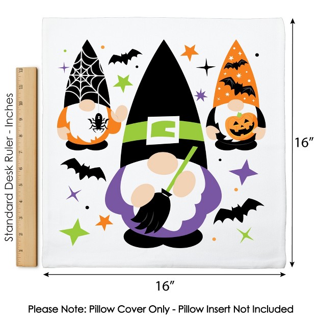 Big Dot Of Happiness Halloween Gnomes Spooky Fall Party Home Decorative Canvas Cushion Case Throw Pillow Cover 16 X 16 Inches