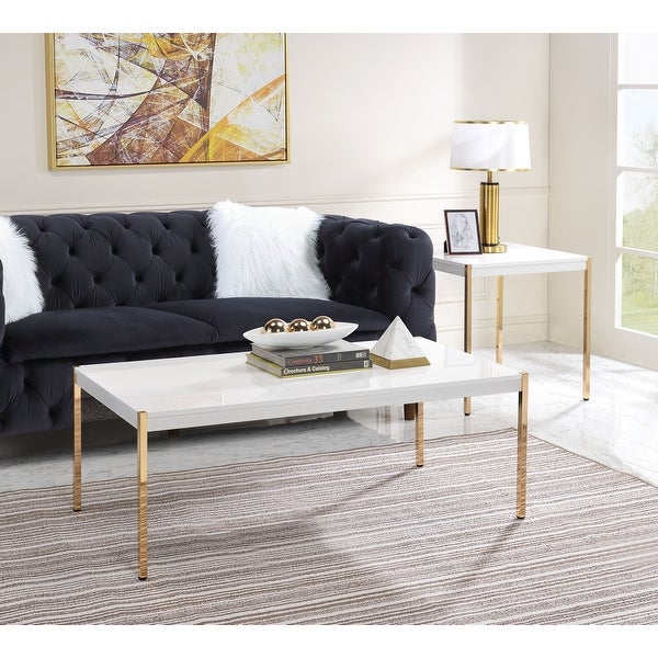 End Table Sofa Table in White and Gold Finish