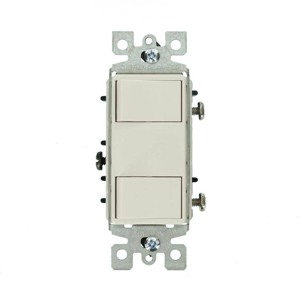 Leviton 15-Amp Commercial Grade Combination Two Single Pole Rocker Switches White 1754-W