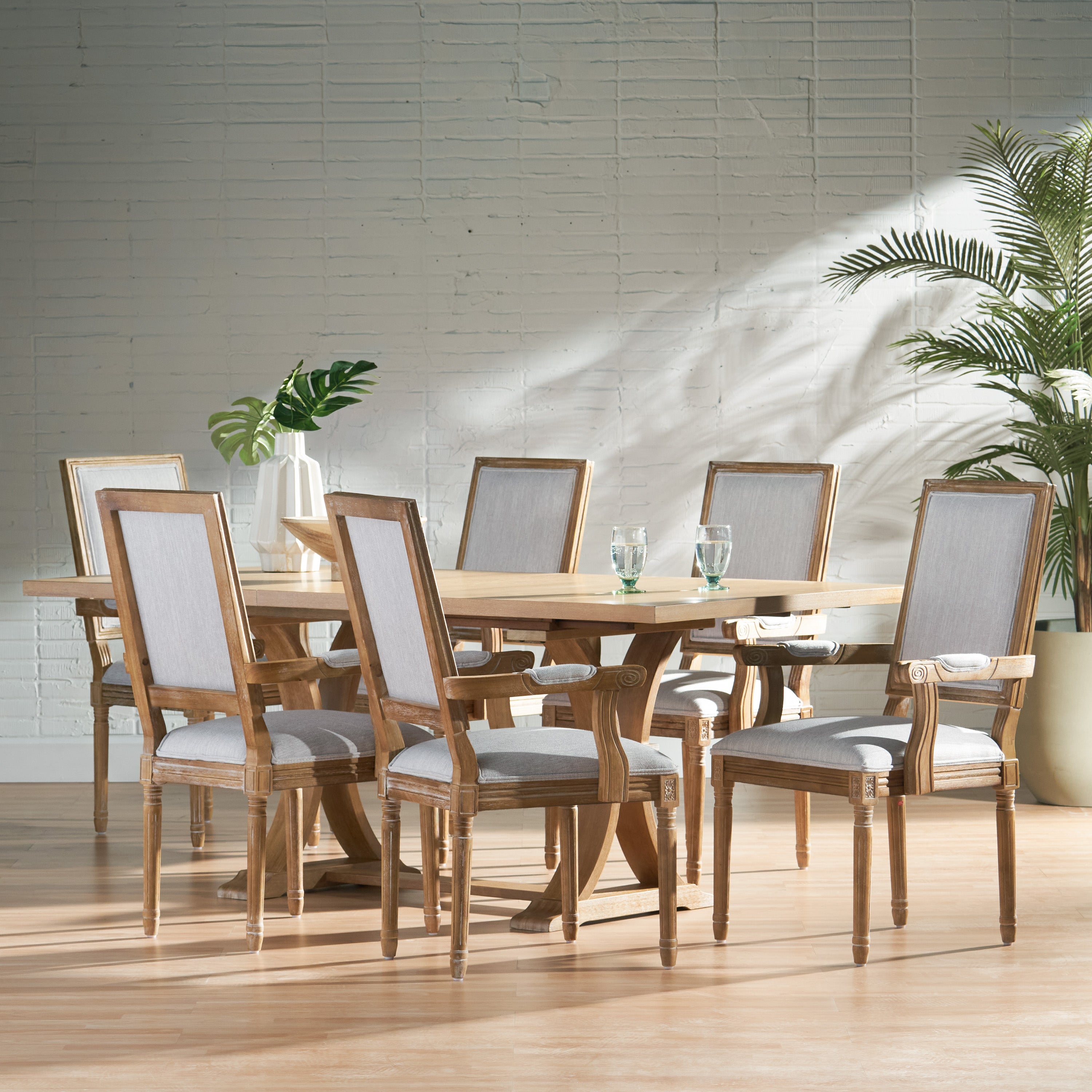 Ashlyn French Country Wood 7-Piece Expandable Dining Set