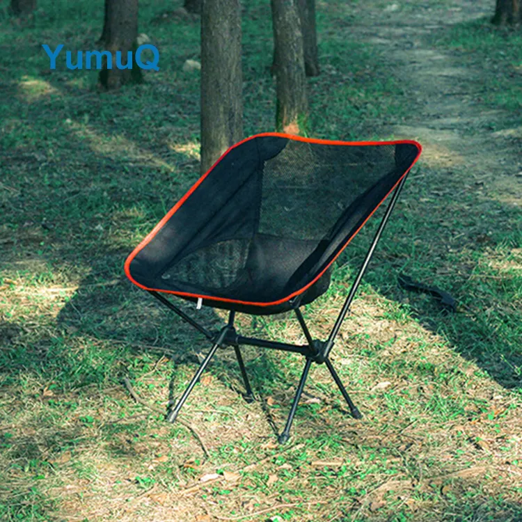 YumuQ Aluminium Frame Adjustable Folding Leg Adult Moon Camping Chair With Removable Cover For Outdoors Hiking