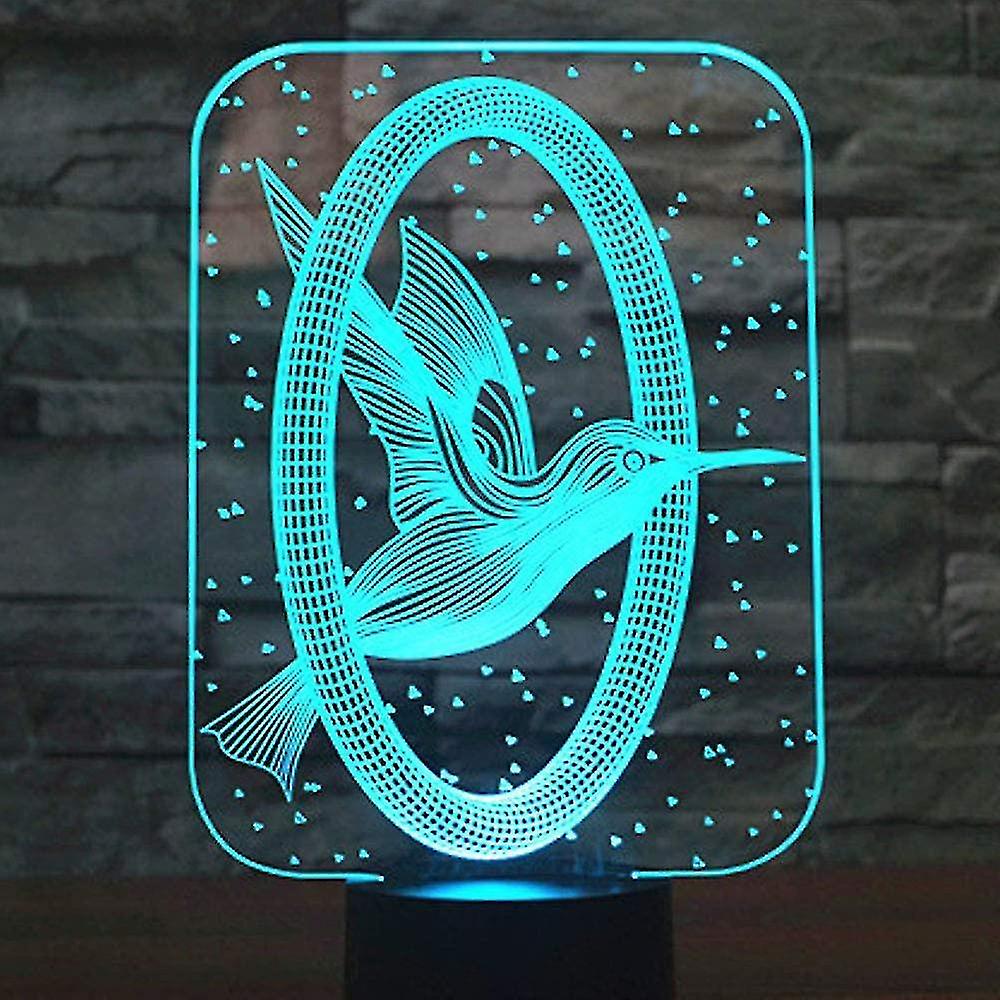 3d Creative Gifts Hummingbird Led Lamp Abstractive Optical Illusion Night Light 7 Color Change Touch