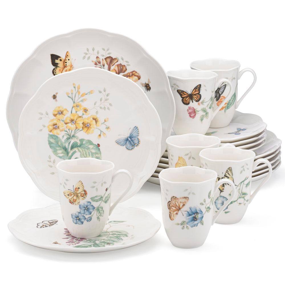 Lenox Butterfly Meadow 18-Piece Casual White Porcelain Dinnerware Set (Service for 6) 6342794