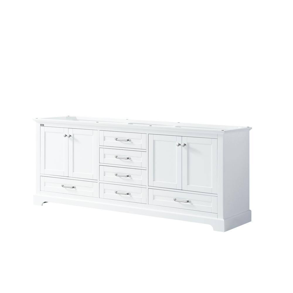 Lexora Dukes 80 in. W x 22 in. D White Double Bath Vanity without Top LD342280DA00000