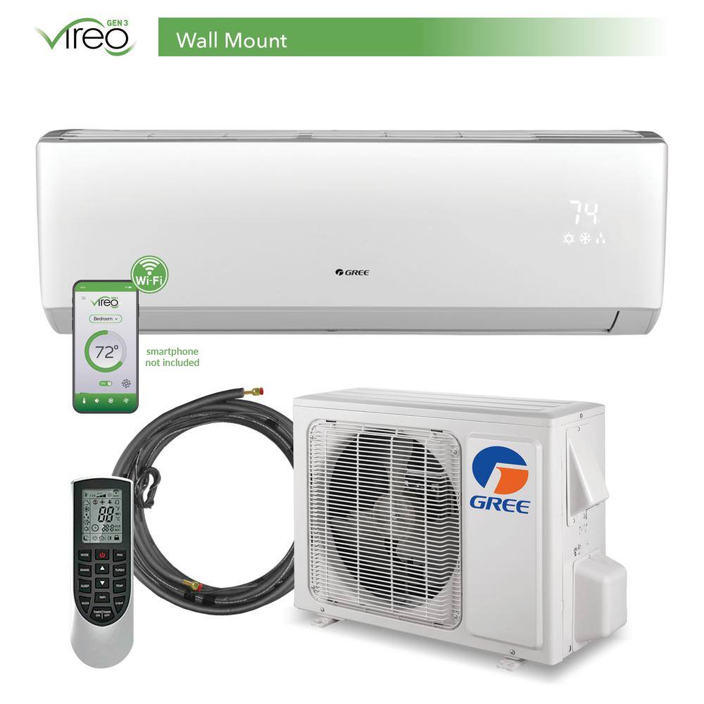 GREE Vireo Gen3 Smart Home 12000 BTU 1 Ton 25 SEER Inverter Ductless Mini Split 115V 3VIR12HP115V1AK