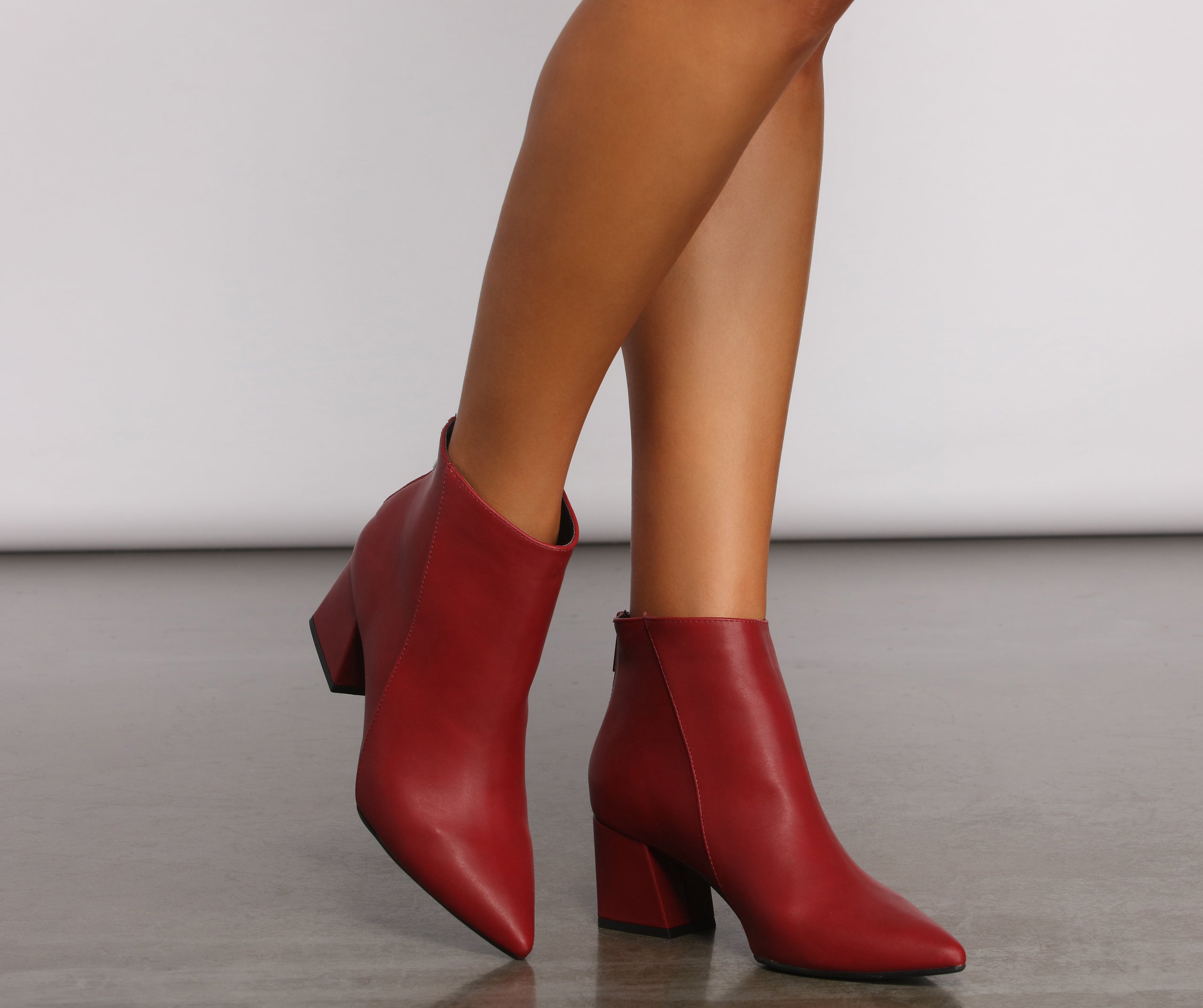 Faux Leather Basic Pointy Toe Booties