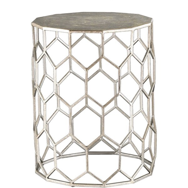 Clara Honeycomb Metal End Table， Silver