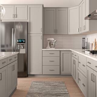 Hampton Bay Westfield Dusk Gray Shaker Stock Assembled Base Kitchen Cabinet (24 in. W x 23.75 in. D x 35 in. H) F12B24R