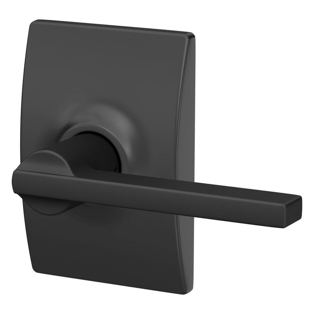 Schlage Latitude Matte Black Passage HallCloset Door Handle with Century Trim F10 LAT 622 CEN