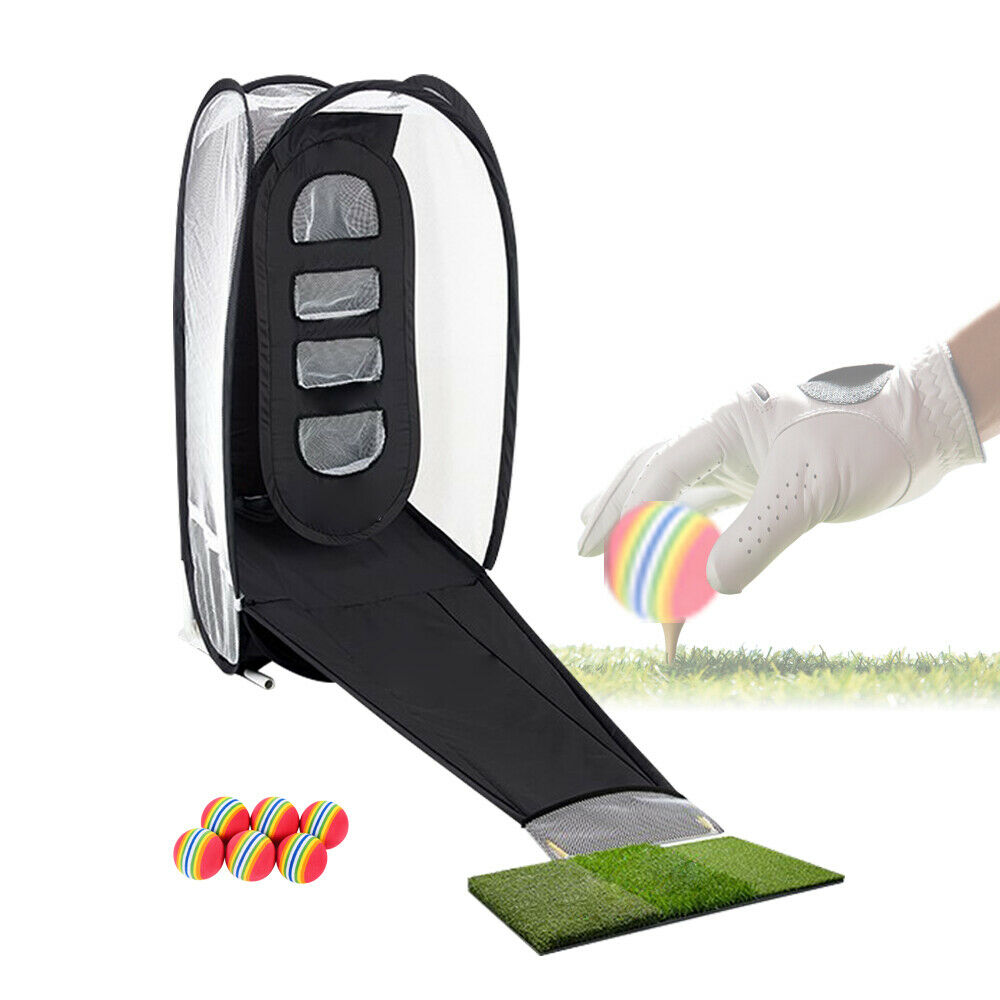 Golf Practice Hitting Net Portable Automatic Ball Return Backyard Home Chipping +Target+6x Ball