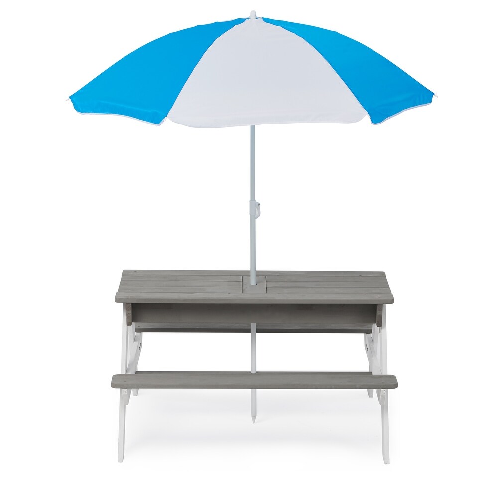 3 in 1 Kids Outdoor Picnic Table With Umbrella