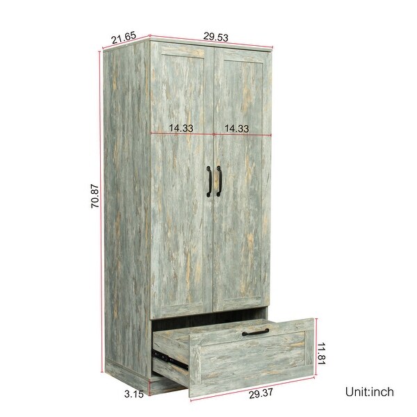 High wardrobe and kitchen cabinet with 2 doors and 1 drawer - - 35479143