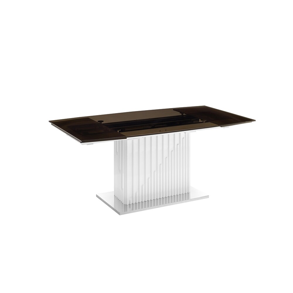 MOON dining table with high gloss white lacquer base.