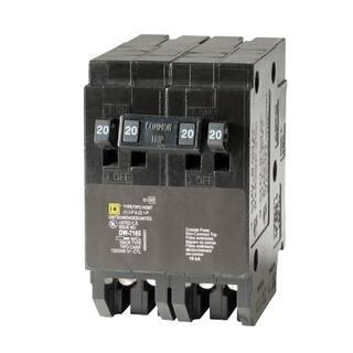 Square D Homeline 2-20 Amp Single-Pole 1-20 Amp 2-Pole Quad Tandem Circuit Breaker HOMT2020220CP