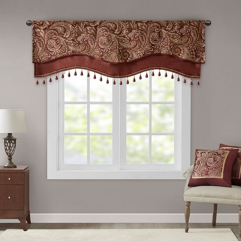 Madison Park Whitman Jacquard Window Valance with Beads