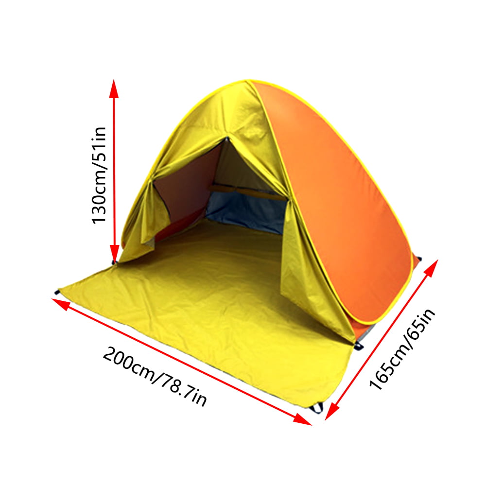 PVUEL Pop Up Beach Tent Sun Shelter， 3-5 Person Shade Triangle Portable Outdoor Camping Canopy Yellow and Orange