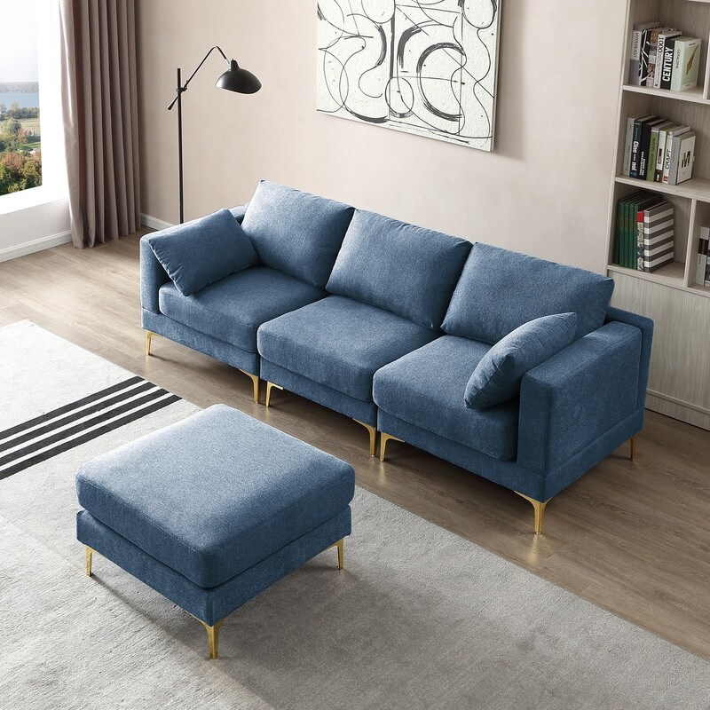 4 Piece Leisure Free Combination Sofa with 2 Pillows