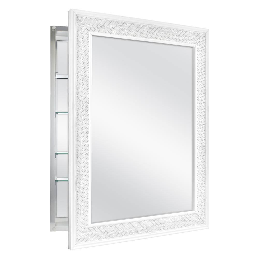 Home Decorators Collection 24 in. x 30 in. Fog Free Recessed or Surface Mount Herringbone Medicine Cabinet with Mirror 83011