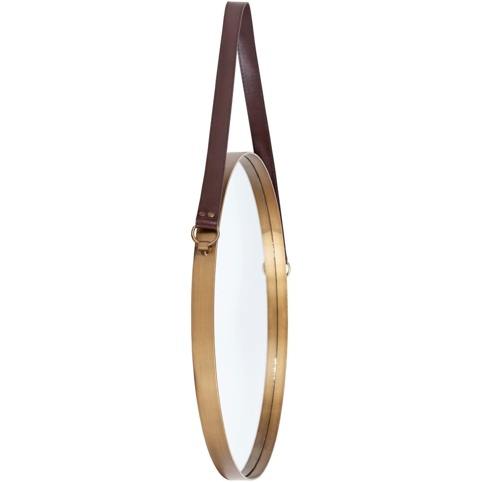 Artistic Weavers Lathan Modern Hanging Round Mirror with Leather Strap   28\