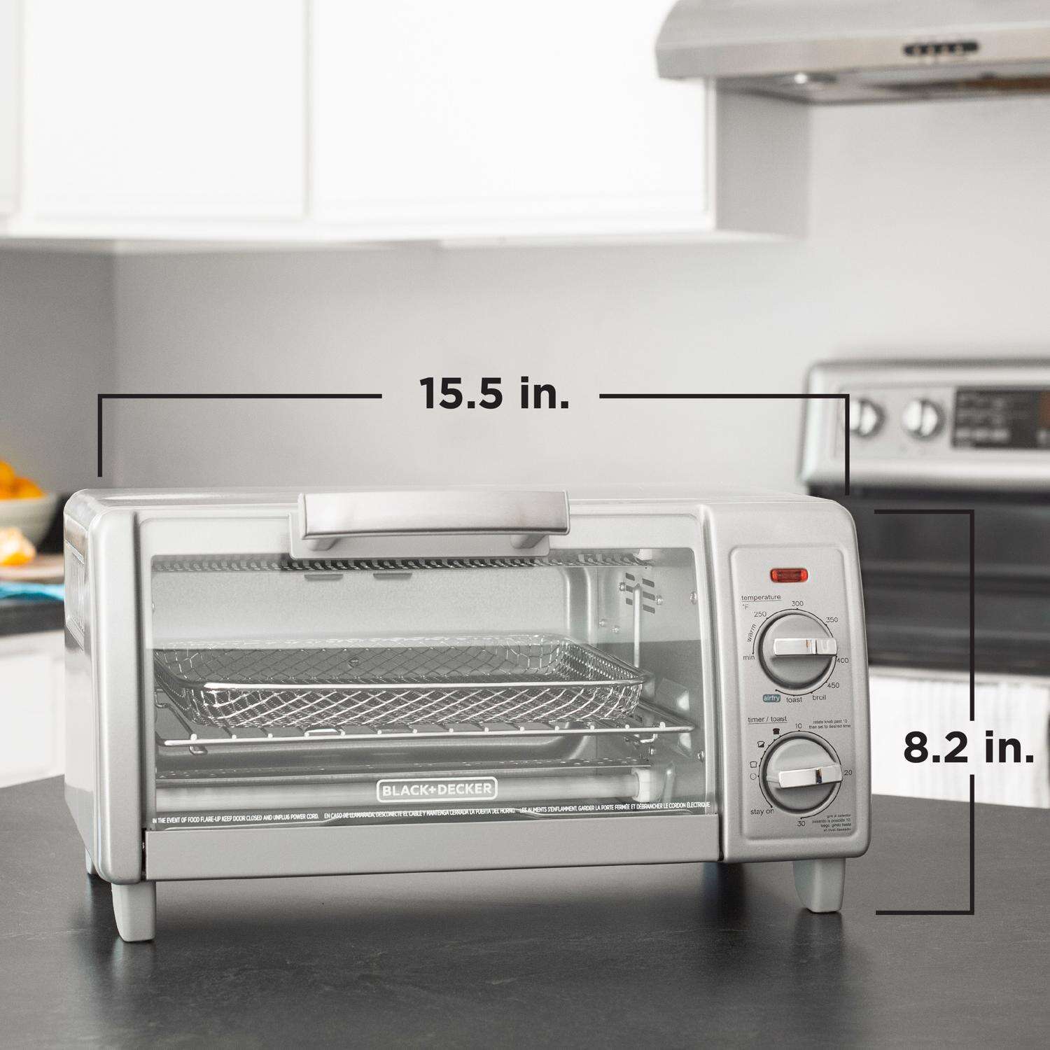 Black+Decker Crisp N Bake Stainless Steel Silver 4 slot Toaster Oven 8 in. H X 15 in. W X 11 in. D