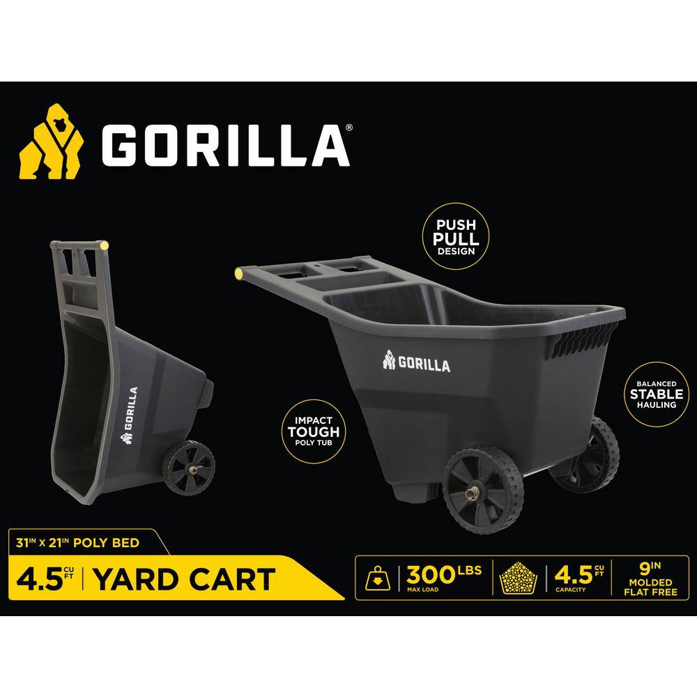 GORILLA CARTS 4.5 cu. ft. Plastic Garden Cart GCY-45