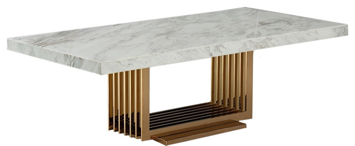 Meropi Modern Marble and Rose gold Coffee Table   Modern   Coffee Tables   by Virgil Stanis Design  Houzz