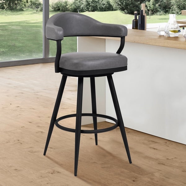 Justin Swivel Counter or Bar Stool in Faux Leather and Metal