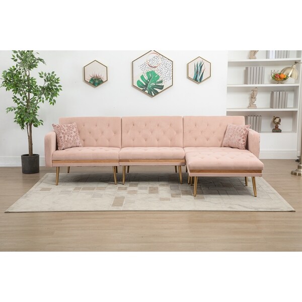 3-Seat Sectional Sofa Set Convertible Sleeper Sofa， Living Room Accent Sofa with Ottoman