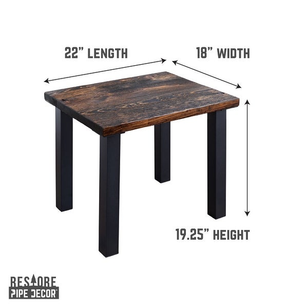 PIPE DECOR Solid Wood End Table Top with (4) Matte Black Metal Legs