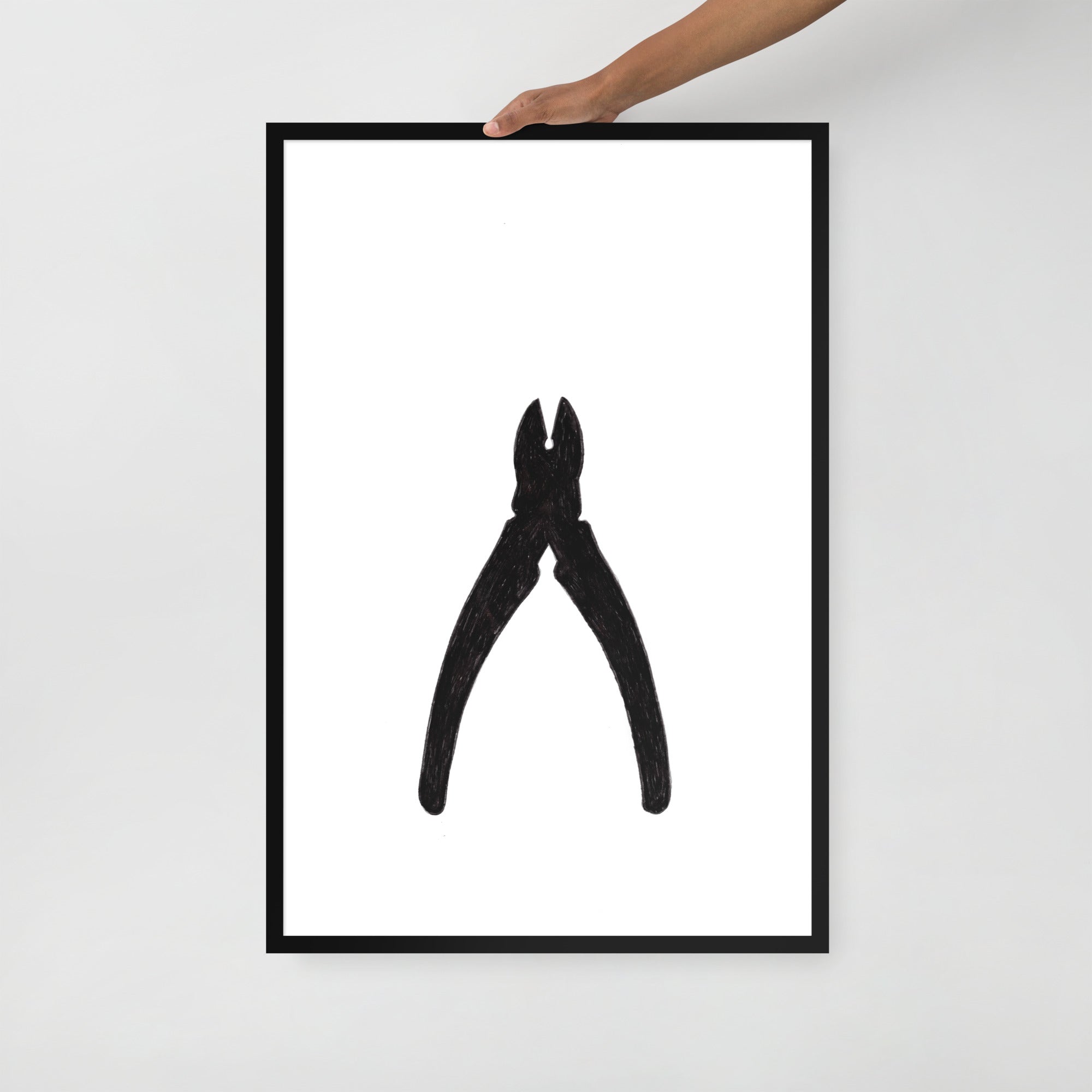 Ink Drawing Framed Print, Pliers