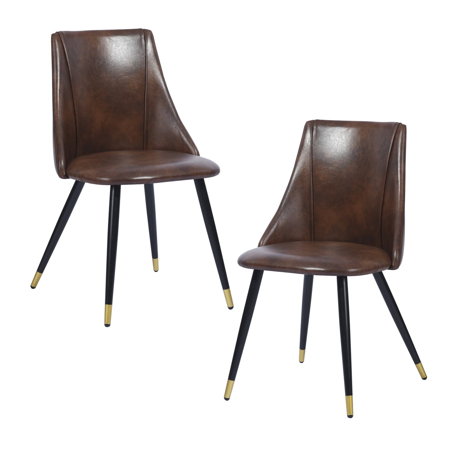 Homy Casa Dining Chairs Side Chairs Set of 2, Faux Leather, Dark Brown