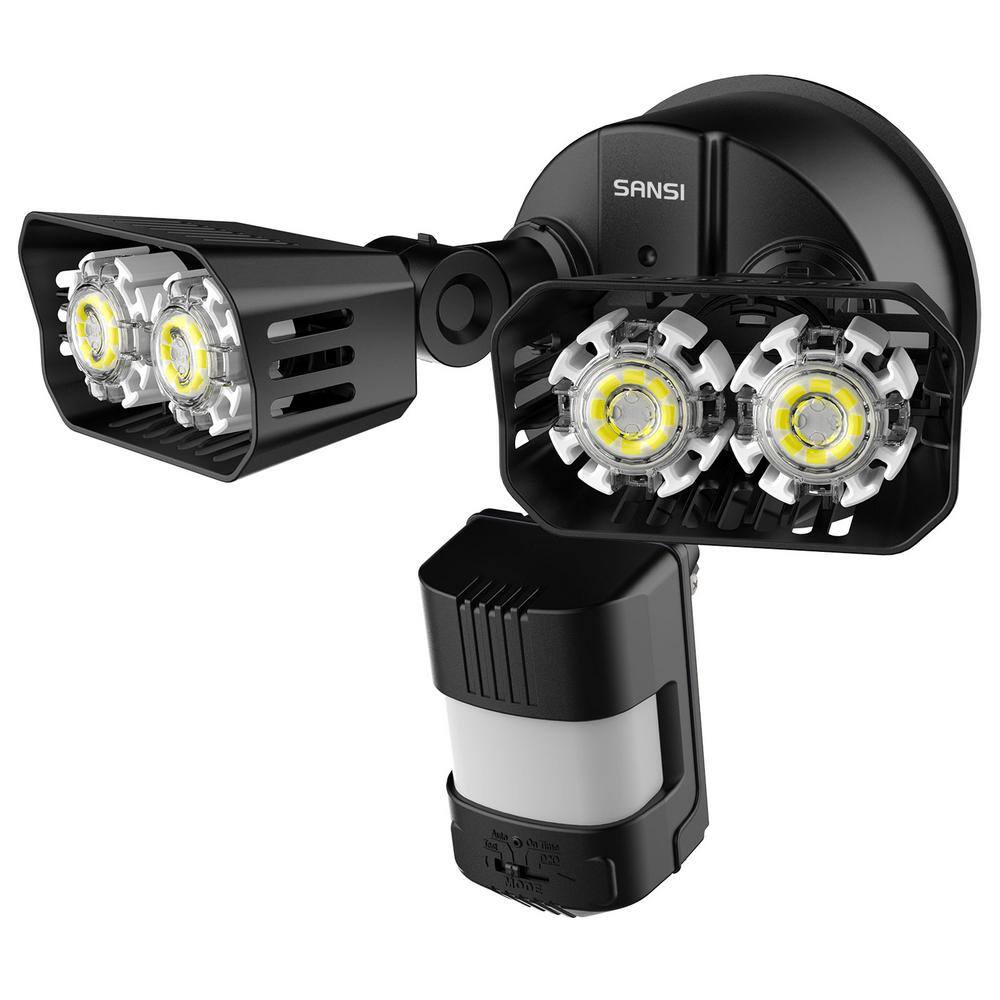 SANSI 18-Watt 1800 Lumens 180 Black Motion Sensor Outdoor Integrated LED 5000K Waterproof Dusk to Dawn Flood Light 01-04-001-011802