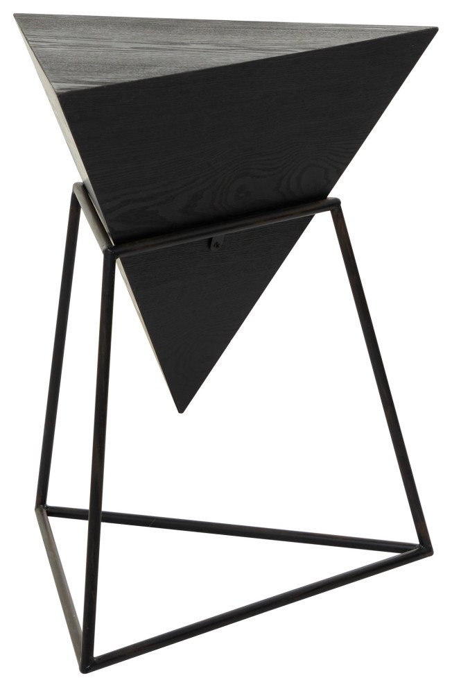 Black Metal and Wood Modern Accent Table 85238   Industrial   Side Tables And End Tables   by Brimfield  ampMay  Houzz