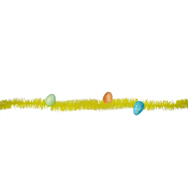 Unlit Yellow Glittered Easter Egg Spring Tinsel Garland