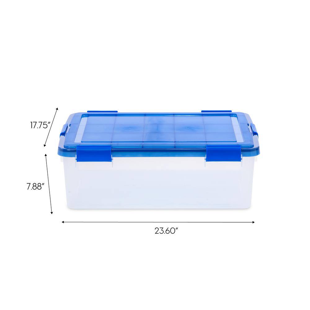 IRIS 41 Qt. WeatherPro Clear Plastic Storage Box Lid Blue 500202