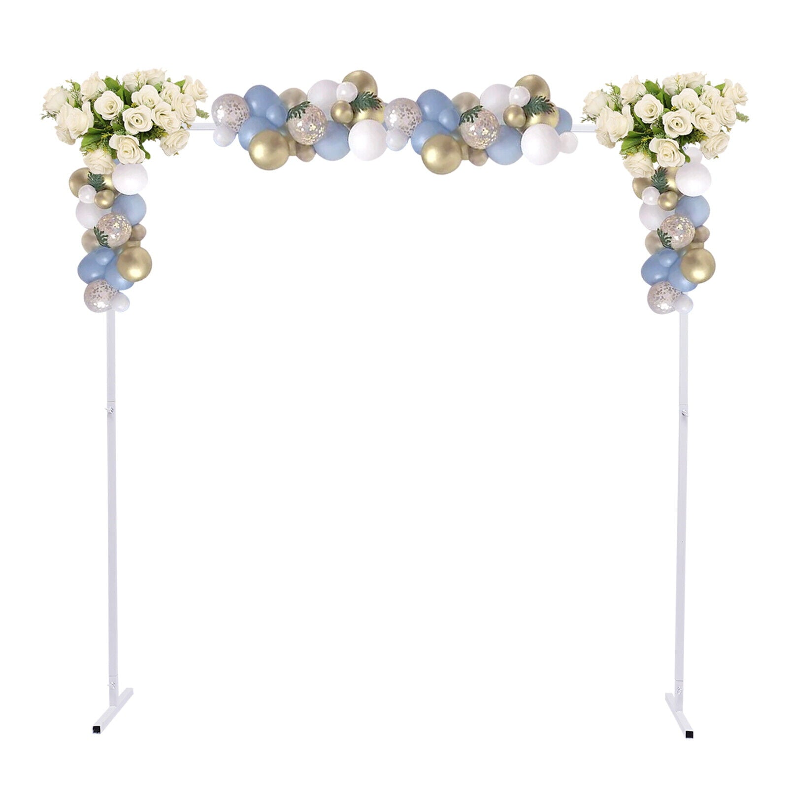 Fichiouy 6.6Ft Square Metal Wedding Arch Stand for Garden Arbor In/Outdoor Party Decora White