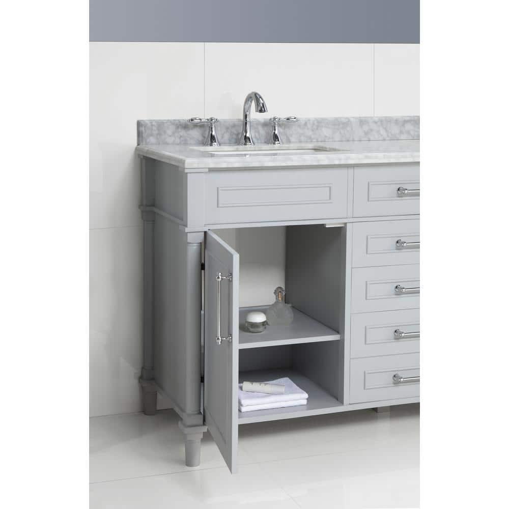 Home Decorators Collection Aberdeen 60 in W x 22 in D x 345 in H Bath Vanity in Dove Gray with White Carrara Marble Top