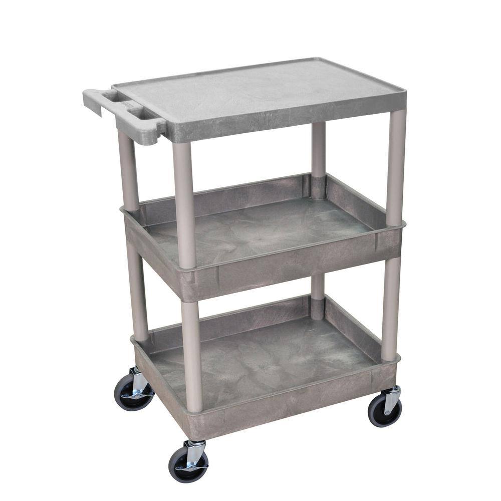 Luxor STC 24 in. 3-Shelf Utility Cart in Gray STC211-G