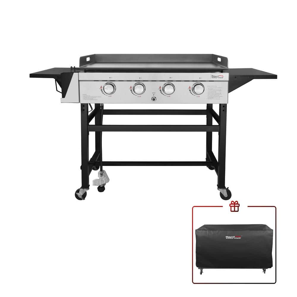 Royal Gourmet 4-Burner Gas Griddle with a Cover in Steel GB4001C