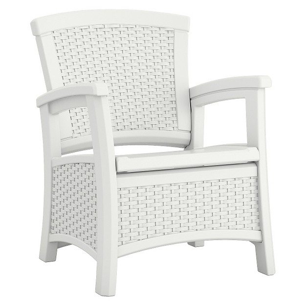 Suncast Elements Resin Patio Storage Club Chair White