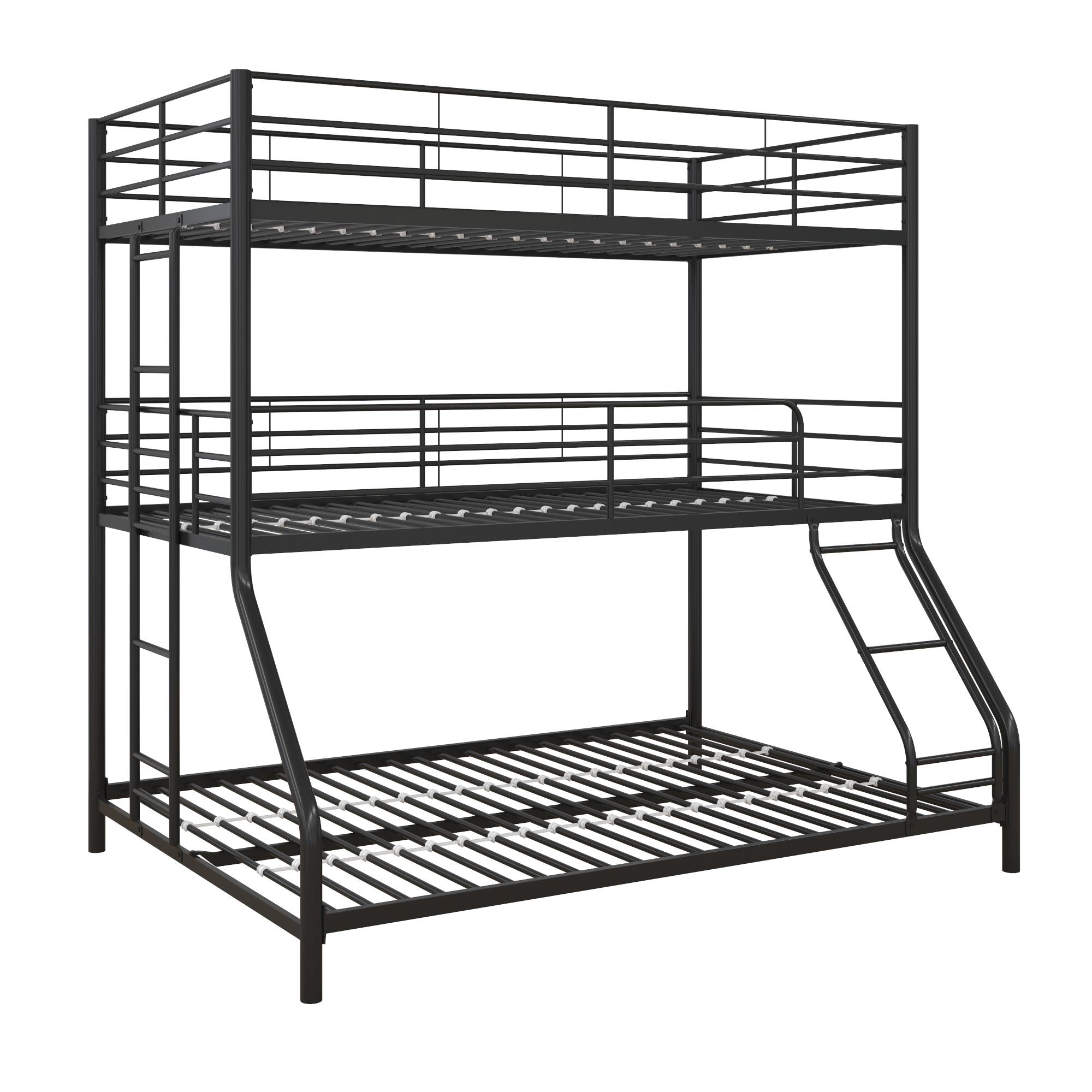 DHP Everleigh Triple Metal Bunk Bed, Twin/Twin/Full, Bed for Kids, Black