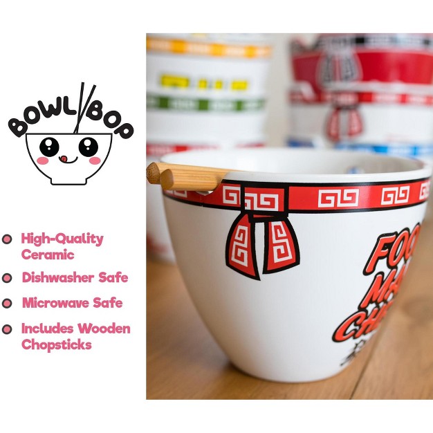 Boom Trendz Bowl Bop Food Man Chew Japanese Dinnerware Set 16 ounce Ramen Bowl Chopsticks