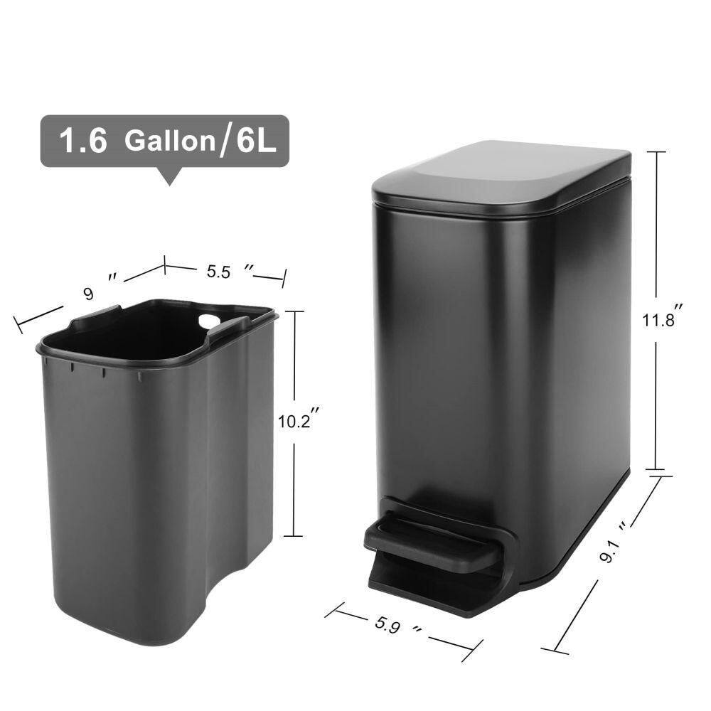 Dracelo Small Bathroom Trash Can with Lid Soft Close in Matt Black B08Q7MMJHH