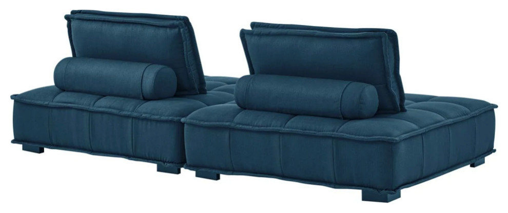 Nan Azure Tufted Fabric Fabric 2 Piece Loveseat   Contemporary   Loveseats   by Virgil Stanis Design  Houzz