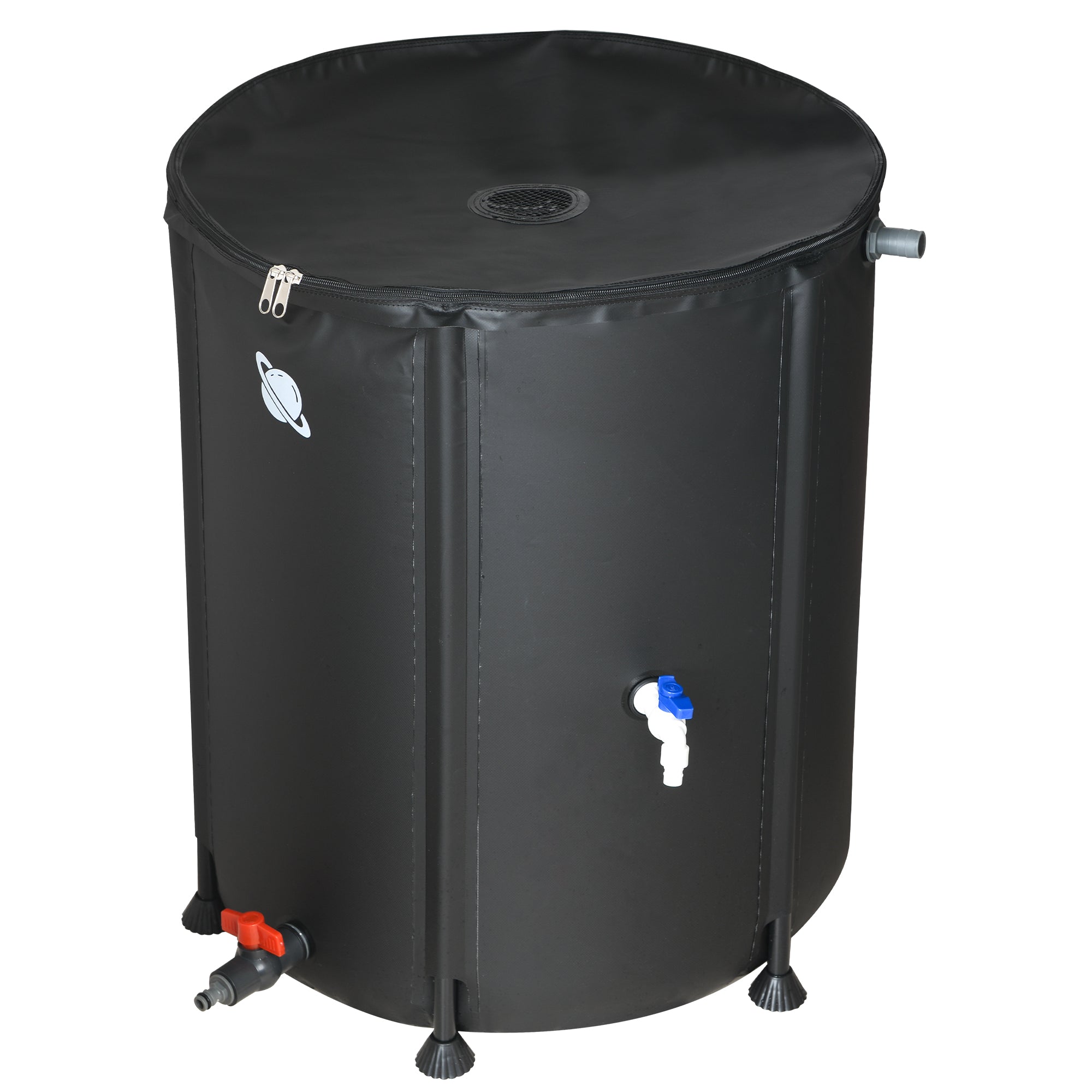 LOSTRONAUT 53 gal. Black PVC Rain Barrel With UV Resistant， Heat Resistant， Freeze Resistant and Crack Resistant